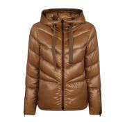 Herno Quiltad Nylon Cape Kamel V-Stil Brown, Dam