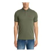 Emporio Armani EA7 Zip Polo Shirt Logo Plain Green, Herr