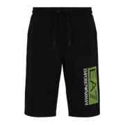 Emporio Armani EA7 Svart Logo Bermuda Shorts Fram Black, Herr