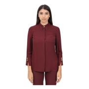 Elisabetta Franchi Burgundy Georgette Elegant Women's Shirt Red, Dam