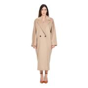 Max Mara Beige Dubbelknäppt Ullrock Brown, Dam