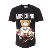 Moschino Kortärmad T-shirt med björntryck Black, Herr