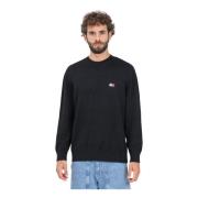 Tommy Jeans Svart Crewneck Tröja Casual Höst Vinter Black, Herr