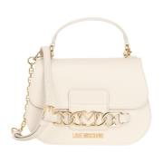 Love Moschino Ivory Handväska med Hjärtkedja Beige, Dam