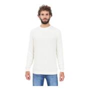 Calvin Klein Jeans Vit Ribbstickad Crewneck Sweater White, Herr