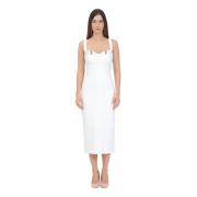 Versace Jeans Couture Barockspänne Vit Midi Klänning White, Dam