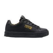 Versace Jeans Couture Dam Låga Court Sneakers i Läder Black, Dam