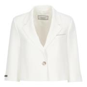 Peserico Vit Enkelknäppt Blazer med Peak Revers White, Dam