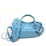 Balenciaga Vintage Pre-owned Laeder axelremsvskor Blue, Dam