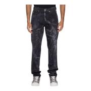 John Richmond Regelbundna jeans med allover mönster Black, Herr