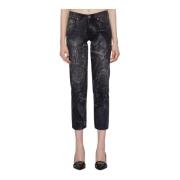 John Richmond Regelbundna jeans med allover mönster Black, Dam