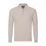 Oscar Jacobson Mjuk Ull-Kashmir Half-Zip Tröja Beige, Herr