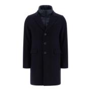 Herno Diagonal Wool Coat Blue, Herr