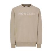 Moncler Beige Logo Sweatshirt Löst Passform Bomull Beige, Herr