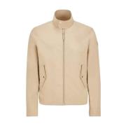 Moncler Elegant Beige Jacka med Läderdetaljer Beige, Herr