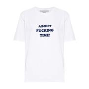 Stella McCartney Vita Slogan-Flocked T-shirts och Polos White, Dam