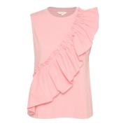 Part Two Blus med volangdetalj i Mellow Rose Pink, Dam