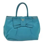 Prada Vintage Pre-owned Nylon handvskor Blue, Dam