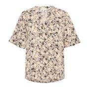 Part Two Vit Peppar Mini Blomma T-shirt Multicolor, Dam