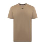 Off White Slim Beige Stitch T-Shirt Beige, Herr