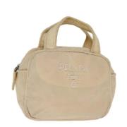 Prada Vintage Pre-owned Nylon handvskor Beige, Dam