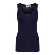 Saint Tropez Rynkad Kant Tank Top Natt Himmel Blue, Dam