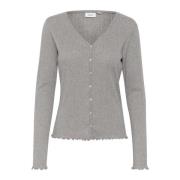 Saint Tropez Grå Quill Melange Cardigan Top Gray, Dam