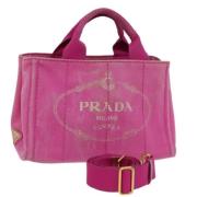 Prada Vintage Pre-owned Canvas handvskor Pink, Dam