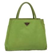 Prada Vintage Pre-owned Nylon handvskor Green, Dam