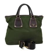 Prada Vintage Pre-owned Nylon handvskor Green, Dam