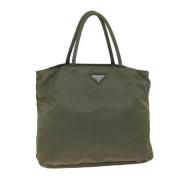 Prada Vintage Pre-owned Nylon handvskor Green, Dam