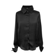 Noor of Sweden Silkesatin Polyester Skjorta Black, Dam