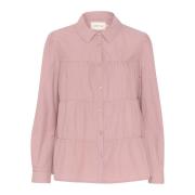 Cream Elderberry Ruffle Skjortblus Pink, Dam