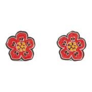 Kenzo Röd Blomma Fjärilslås Mässing Smycken Red, Dam