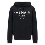 Balmain Huvtröja Svart Vit Black, Herr