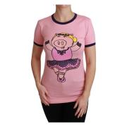 Dolce & Gabbana Rosa År av Grisen Bomull T-shirt Pink, Dam