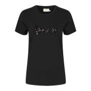 Kaffe Svart Deep Paljett T-Shirt Black, Dam