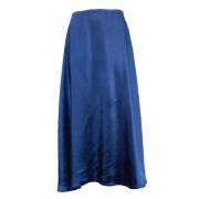 Noor of Sweden Satin Kjol Glänsande Feminin Stil Blue, Dam