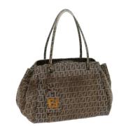 Fendi Vintage Pre-owned Canvas handvskor Beige, Dam