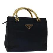 Prada Vintage Pre-owned Nylon handvskor Blue, Dam