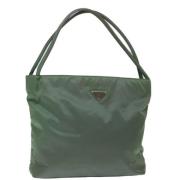 Prada Vintage Pre-owned Nylon handvskor Green, Dam