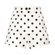 Dolce & Gabbana Hög Midja Polka Dot Bomullsshorts White, Dam