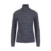 Iceberg Logo Jacquard Mock-neck Sweater Gray, Dam