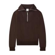 Courrèges Brun Merinoull Zip Tröja Brown, Dam