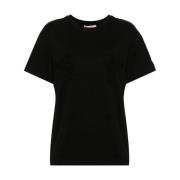 Twinset Svart Blommig Patch Crew Neck T-shirts Black, Dam