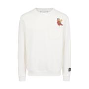 Iceberg Yogi Print Crew-Neck Sweatshirt Beige, Herr