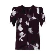 Erdem Blommig Crew Neck Top Purple, Dam