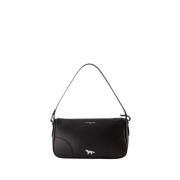 Maison Kitsuné Svart Läder Axelväska Boogie Baguette Black, Dam