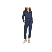 La Petite Française Denim Jumpsuit med Hjärtapplikation Blue, Dam