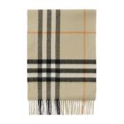 Burberry Rutig Kasmir Fransad Halsduk Beige, Herr